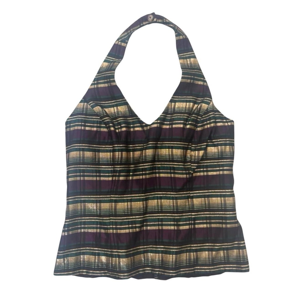 Vintage Xscape by Lawrence Kurts Plaid Halter Top